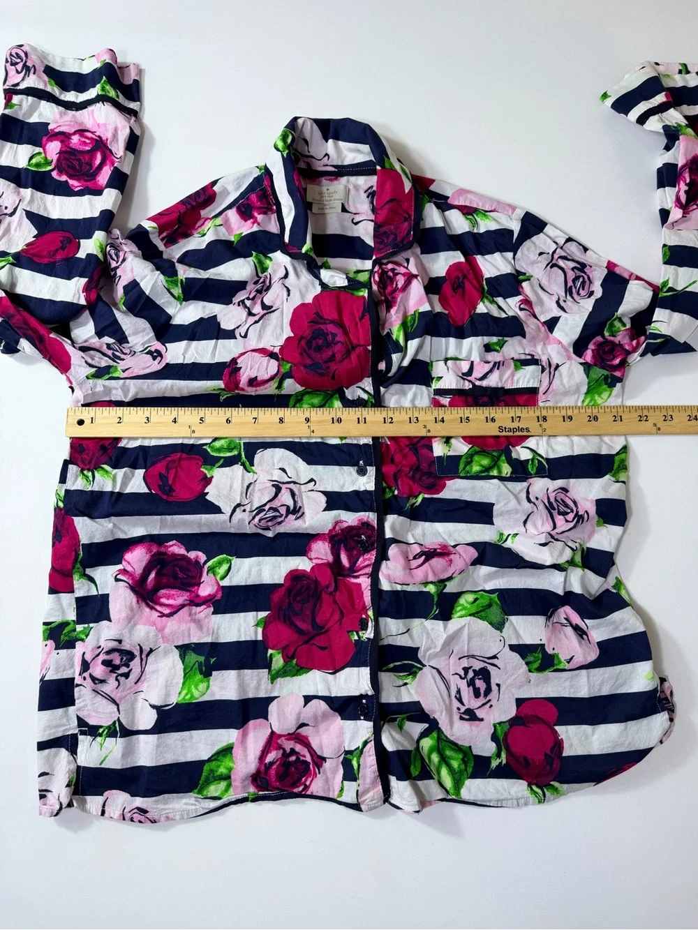 Kate Spade New York Dream A Little Dream Floral Stripe Pajama Top Small S Cotton